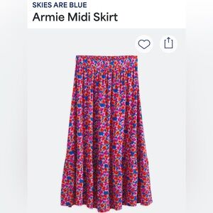 Skies Are Blue Red and Pink Floral Midi Skirt